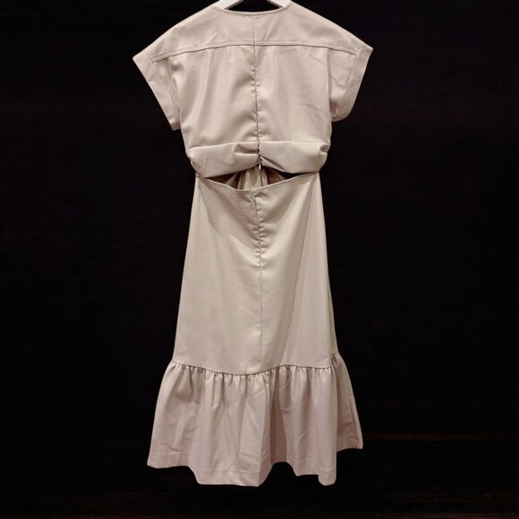 NWT En Saison Lana PU Cut Out Midi Dress in Ecru - Picture 3 of 7